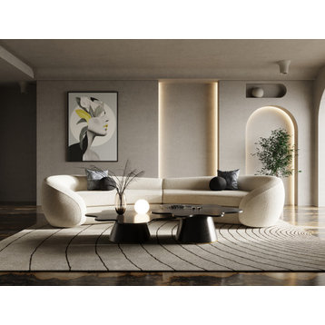 Modrest Kilmer Modern Grey Curved Fabric Sectional Sofa