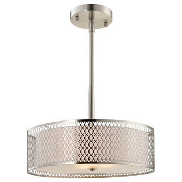 Spencer Collection, Double Shade Design, Satin Nickel, Pendant, Incandescent
