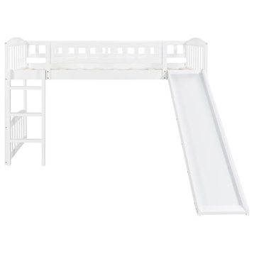 White Twin Traditional Manufactured Wood and Solid Wood Bunk Bed