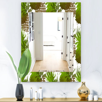 Tropical Mood Foliage 11 Bohemian And Eclectic Frameless Vanity Mirror, 24x32