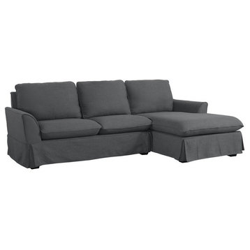 Furniture of America Delbi Transitional Fabric Sectional in Gray