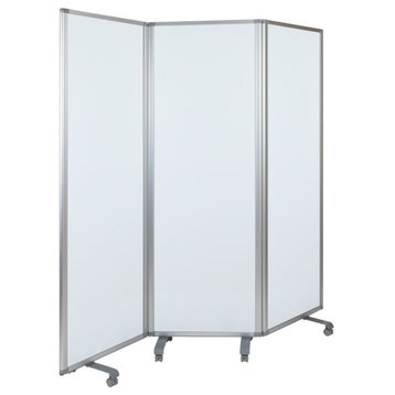 Flash Furniture 3 Panel 72" x 24" Mobile Magnetic Whiteboard Partition in White