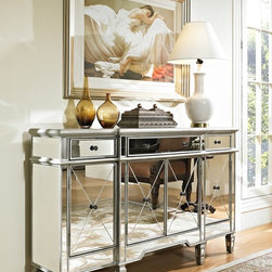 Mirrored 3-Drawer 4 Door Console - Console Tables