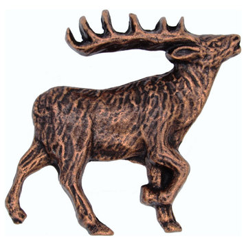 Walking Elk Right Facing Cabinet knob, Antique Copper