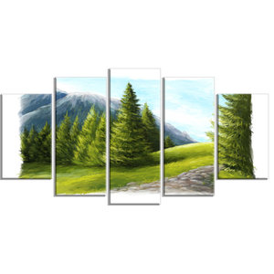 Landscape Glossy Metal Wall Art 60x32-5 Panels Diamond Shape Designart Blue Fort Nepean Road from Helicopter