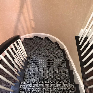 Black and White Geometric on Three Spiral Staircases