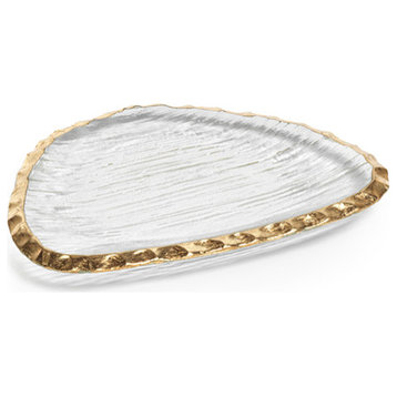 Cassiel Organic Shape Plates With Jagged Gold Rim, Set of 3, Small