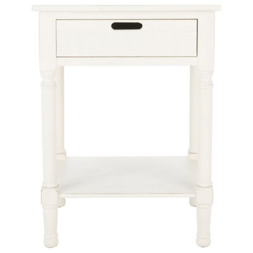Cleo One Drawer Accent Table Distressed White