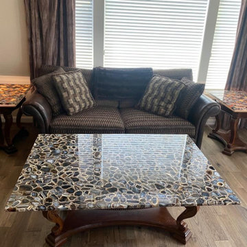 Black Agate Countertop Slab Backlit Tables