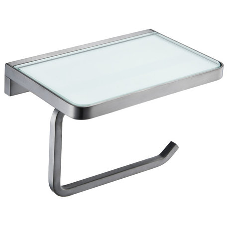 Bagno Bianca Glass Shelf, Toilet Paper Holder, Gun Metal