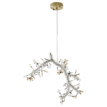 10-Light 22" Gold Stainless Steel Chandelier With Clear and Champagne Crystals