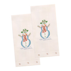 The Designs of Distinction - Holiday Guest Towels, Set of 2, Snowman - Towels