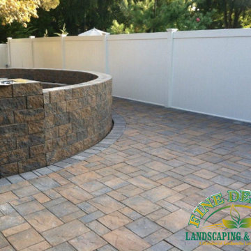 Backyard Patio with Fire Pit & Seating Wall