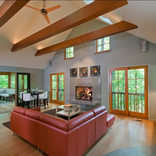 Vaulted Ceiling Exposed Beams Modern Wohnzimmer New
