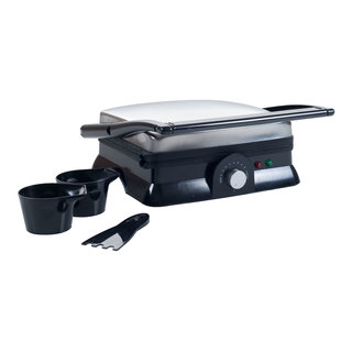 Hamilton Beach 1400-Watt Panini Press Gourmet Sandwich Maker - Chrome,  Black 