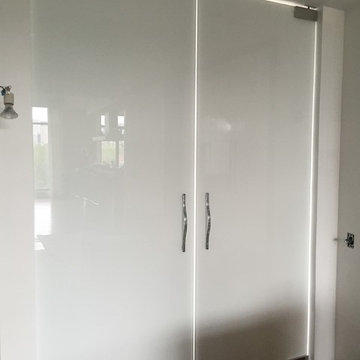 White glass doors