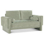 Meridian Furniture - Madeline Chenille Fabric Upholstered Chair, Mint, Loveseat - Refresh your living space with this Madeline chenille fabric living room loveseat. It's upholstered in mint chenille fabric with plush padding and bolster pillows that complete the look while supporting your body while you relax and unwind. The loveseat's modish design ensures it seamlessly complements any decor and fits well with other items in the Madeline collection. Whether you're entertaining guests or unwinding with a book, this chair provides both coziness and sophistication.