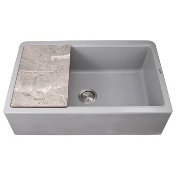 Nantucket Sinks 33" Workstation Granite Composite Apron Sink, Grey