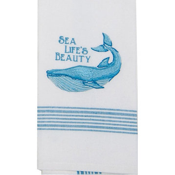 Whale Sea Lifes Beauty Coastal 28 Inch Embroidered Kitchen Dish Tea Towel