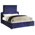 Meridian Furniture USA - Sedona Velvet Upholstered Bed, Navy, King - Elegant and eye-catching, the stunning Sedona bed from Meridian Furniture is the perfect addition to any space. The bed is upholstered in rich Velvet that is complimented by a unique all over tufted design. Strength and beauty is guaranteed with a solid wood frame and chrome legs.