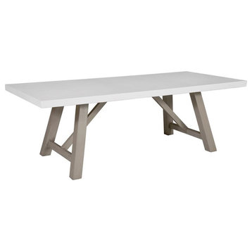 Unique Furniture Mills Rectangular Dining Table Concrete Top in Gray