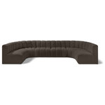 Meridian Furniture - Arc Boucle Fabric Upholstered 8-Pc. U-Shaped Modular Sectional, Brown - Give your living room or den the perfect blend of style and versatility with this Arc boucle fabric curved modular Sectional. Part of the Arc modular furniture collection, this Sectional comes upholstered in rich brown boucle fabric and features deep channel tufting that adds a touch of luxury while enhancing comfort and support. A seamless combination of form and function, this chair can be used with other Arc pieces to create a myriad of configurations in your well-curated room.