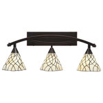 Toltec Lighting - Bow 3-Light Bath Bar, with 7" Sandhill Art Glass, Black Copper - * The beauty of our entire product line is the opportunity to create a look all of your own, as we now offer over 40 glass shade choices, with most being available as an option on every lighting family. So, as you can see, your variations are limitless. It really doesn't matter if your project requires Traditional, Transitional, or Contemporary styling, as our fixtures will fit most any decor.