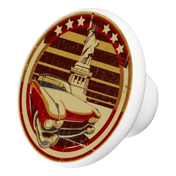 Vintage Car Statute Of Liberty Ceramic Cabinet Drawer Knob