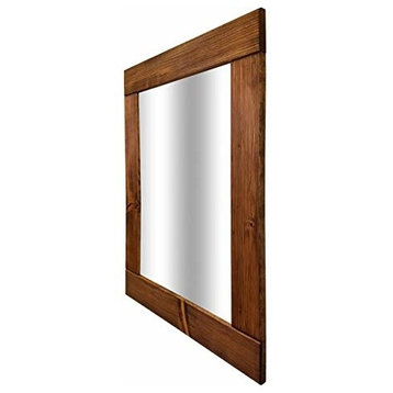 Red Oak Natural Rustic Style Vanity Mirror , 36"x30"