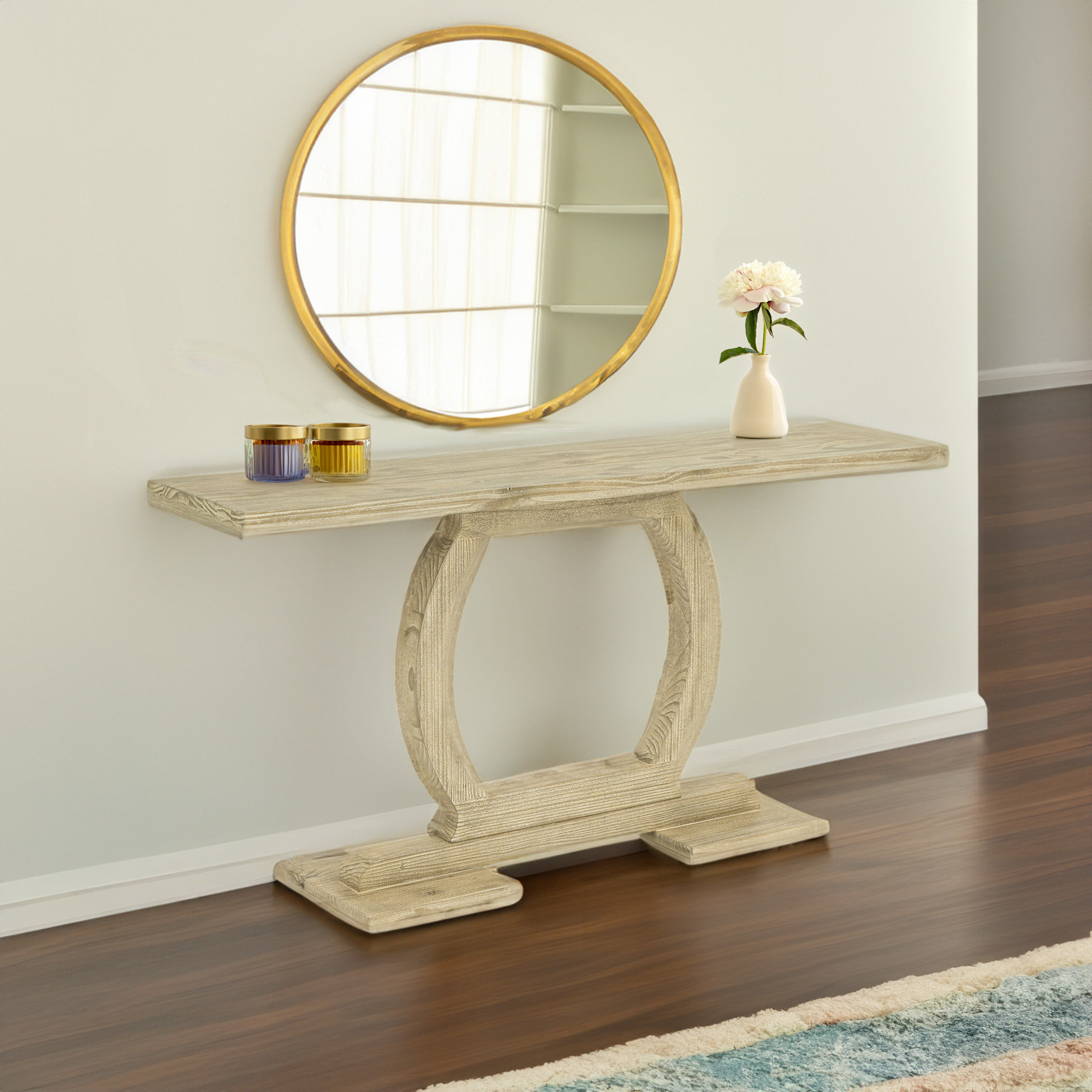 Zen Rectangular Pine Wood Console Table - Transitional - Console Tables ...