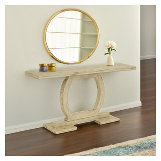 Zen Rectangular Pine Wood Console Table - Transitional - Console Tables ...