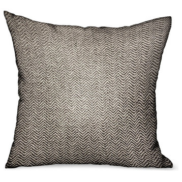 Plutus Jagged Ash Gray Chevron Luxury Outdoor/Indoor Throw Pillow, 22"x22"
