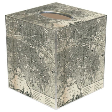 TB1481- Paris Antique Map Tissue Box Cover