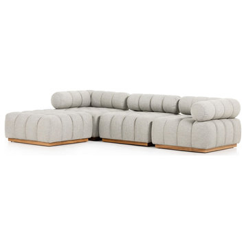 Roma Outdoor Faye Ash 3 Piece Sectional With Ottoman
