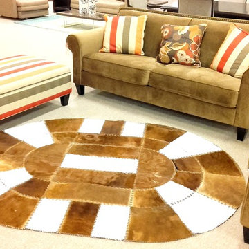 Designer Luxury Patchwork Rug / Oval - 5'2" x 7'1" / Hand Stitched in Europe
