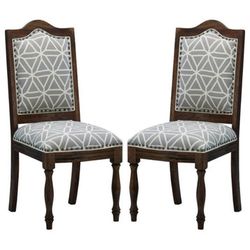 Set of 2 Upholstered Dining Chairs Wood Base