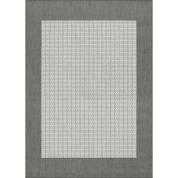 Couristan Recife Checkered Field Gray and White Indoor/Outdoor Rug, 5'3"x7'6"