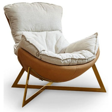 Technical Cloth Lounge Eggshell Chair, Snail Sofa Chair Imitation Velvet Shell White Technical Fabric 34.3x43.3x37