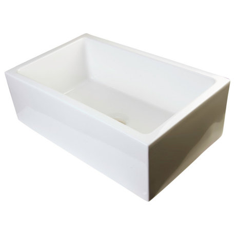 30"Biscuit Smooth Thick Wall Fireclay Single Bowl Farm Sink