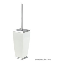 Mimi White Ceramic Floor Mount Toilet Brush - Toilet Brushes & Holders