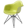 Eames Molded Plastic Arm Chair, Lime Green, Black Base, Felt-Bottom Glides