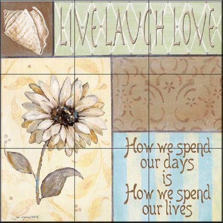 Tile Mural, Live Laugh Love Ii by Jo Moulton