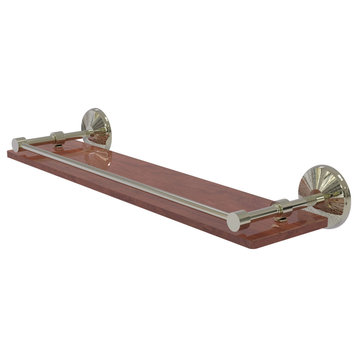 Monte Carlo 22" Solid Wood Shelf with Gallery Rail, Polished Nickel