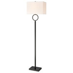 Elk Home - Staffa Floor lamp - The minimalistic design of the Staffa Floor Lamp keeps contemporary styling subtle while illuminating living room, bedroom or hallway spaces. Its pared back, sculptural form is made from metal in a trending, matt black finish. This design is topped with a rectangular, hard back shade in white, textured linen fabric. A table lamp is also available in the Staffa range.
