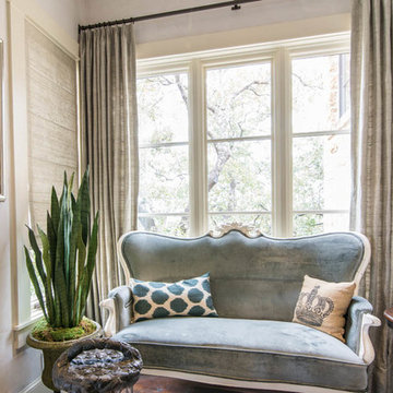 Custom drapes help create a peaceful vignette!