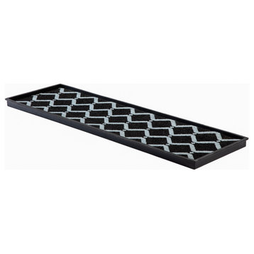 46.5"x14"x1.5" Rubber Boot Tray With Black/Ivory Diamond Coir Insert