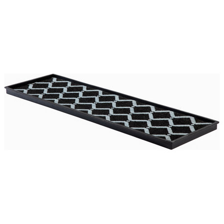 46.5"x14"x1.5" Rubber Boot Tray With Black/Ivory Diamond Coir Insert
