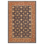 Bareens Designer Rugs - Shabby Chic Ziegler Yu Blue Dull Orange Hand-Knotted Wool Rug - 9'3'' x 11'10'' - Enhance the ambiance of your home with this magnificent Persian-influenced Turkish hand-knotted rug made by skilled artisans capable of creating the most exceptional vegetable dyes and hand-spun wool. This exquisite handmade rug is a one-of-a-kind Peshawar Kafkaz, otherwise identified as Chobi, Chobi Peshawar, Oushak, or Ziegler rug. These handmade rugs are crafted in Pakistan utilizing superior-quality wool imported from Australia, New Zealand, and Korea in two types of weaves: the Persian weave and the Mori weave. This rug is meticulously crafted by hand using the finest natural vegetable dyes extracted from local plants. The artisans use a blend of hand-spun local and fine merino wool, resulting in a rug with a compelling texture, higher lanolin content, and longer staple. The artisans occasionally incorporate natural or artificial silk into the pile to enhance specific motifs. The finished product is an awe-inspiring execution of flawless design and an understated palette that exudes elegance.