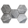 Bardiglio Gray Dark Grey Marble 6 inch Hexagon Tile Honed, 100 piece