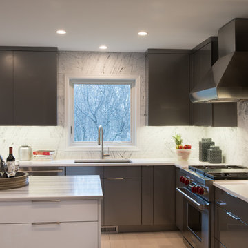 Gray and White Statement Kitchen